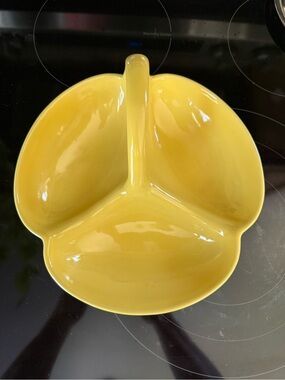 1930’s Art Deco Yellow 3-Section Ceramic Serving Dish